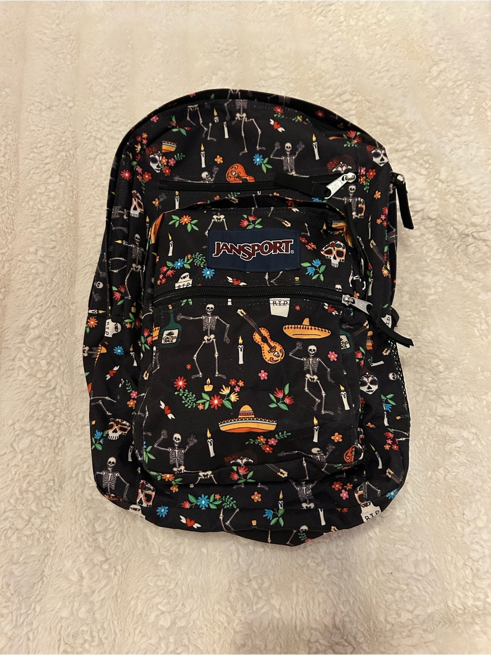 Jansport Black Day of the Dead / Dia de Los Muertos Backpack